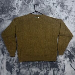A.J. Michael Sweater Mens XL Olive Green Textured Knit Crewneck USA Made Vintage